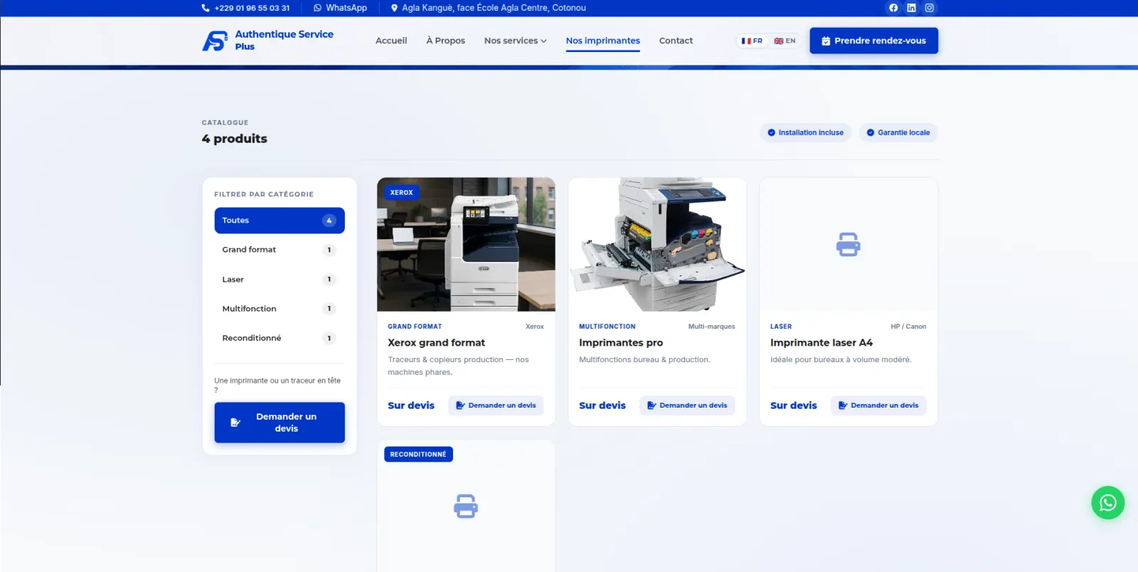 Site Vitrine & Services – Authentique Service Plus